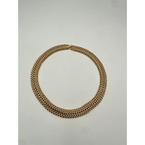 Monet Vintage Gold Tone Tank Tracks Collar Choker Necklace 16" Signed Moghul